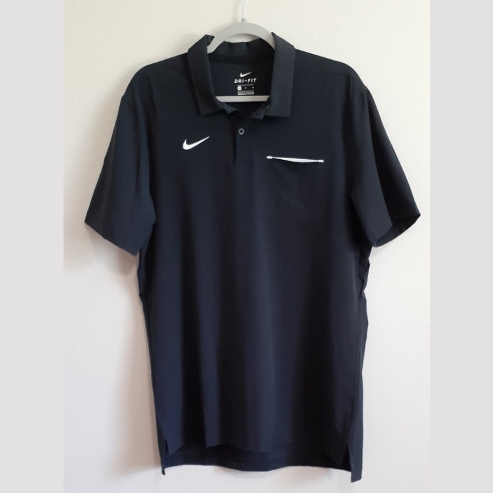 Nike Men's Dri-FIT Polo Shirt Black Collar Medium Golf Father's Day A05438-010